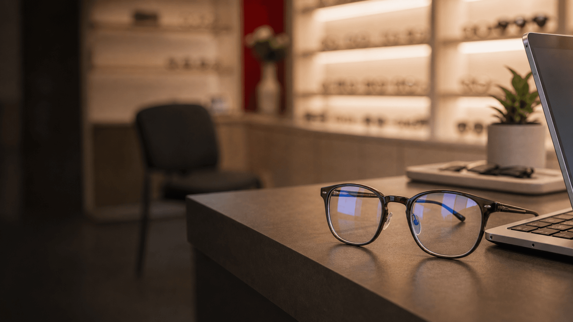 Working in glasses that protect against blue light