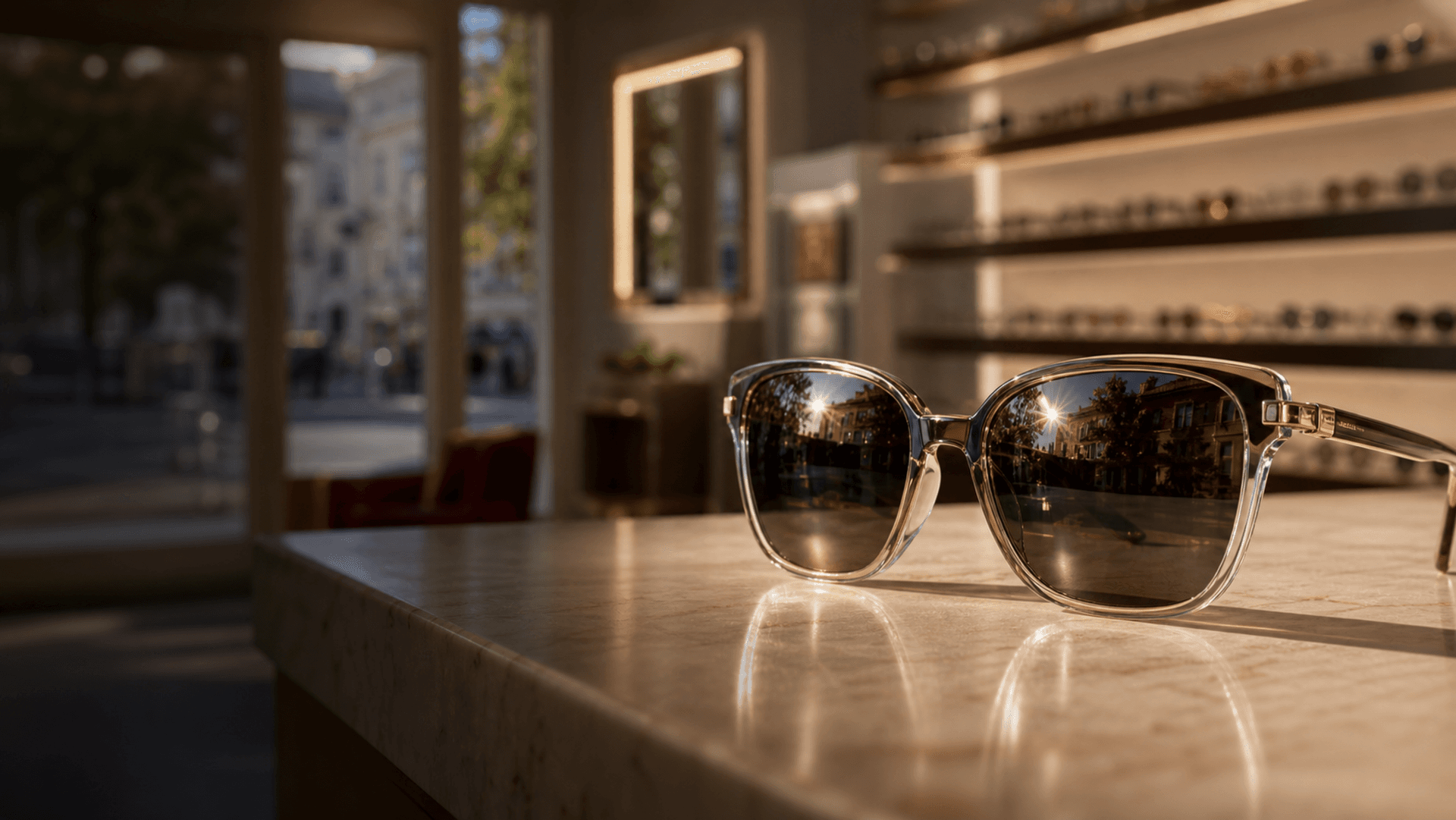 Woman in designer sunglasses on a sunny street