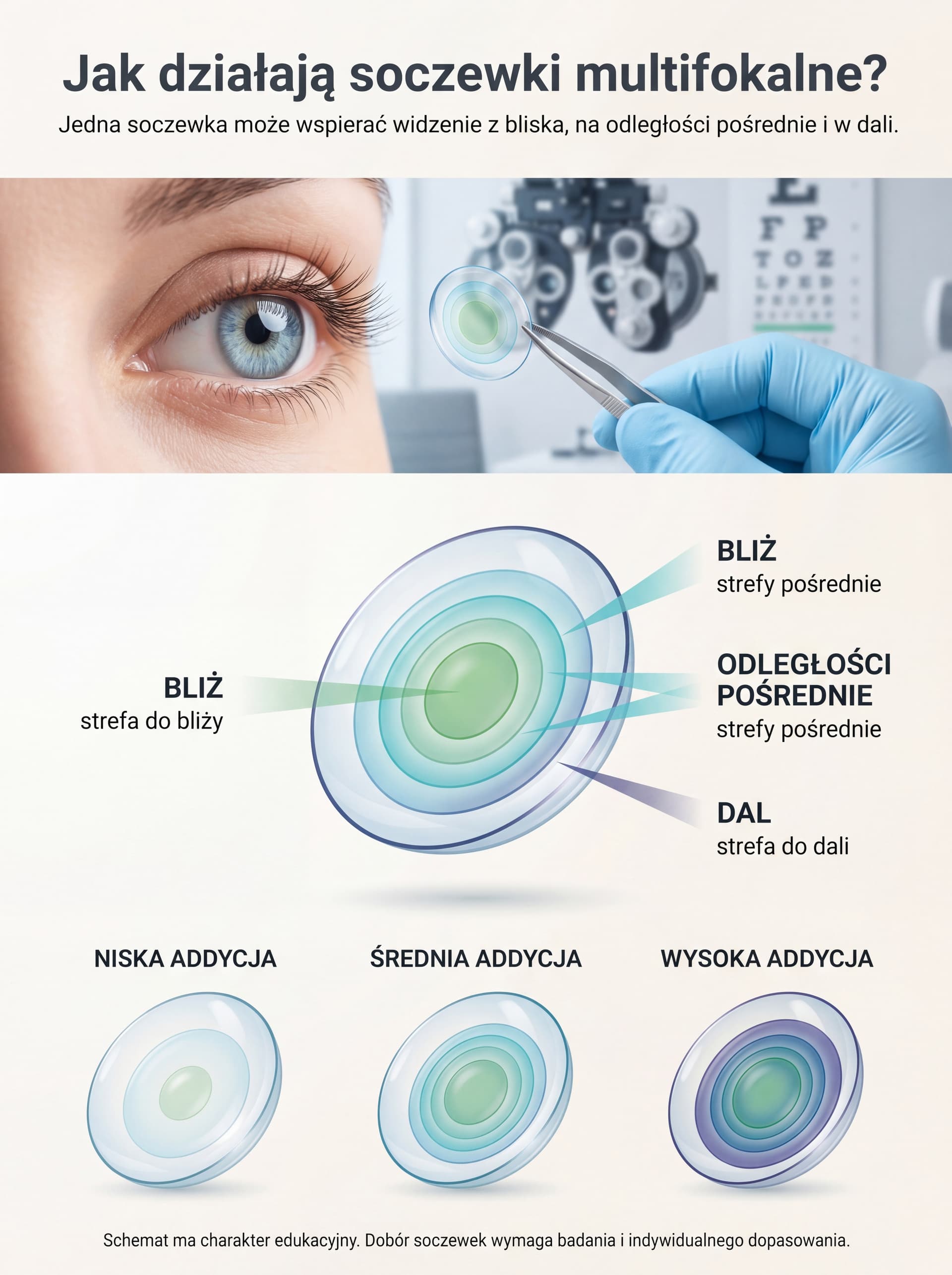 Multifocal lenses: near, computer and distance